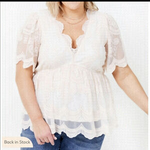 ARULA Enzo Embroidered Lace Peplum Boho Top, Elastic Waistline. (SzC) 22…